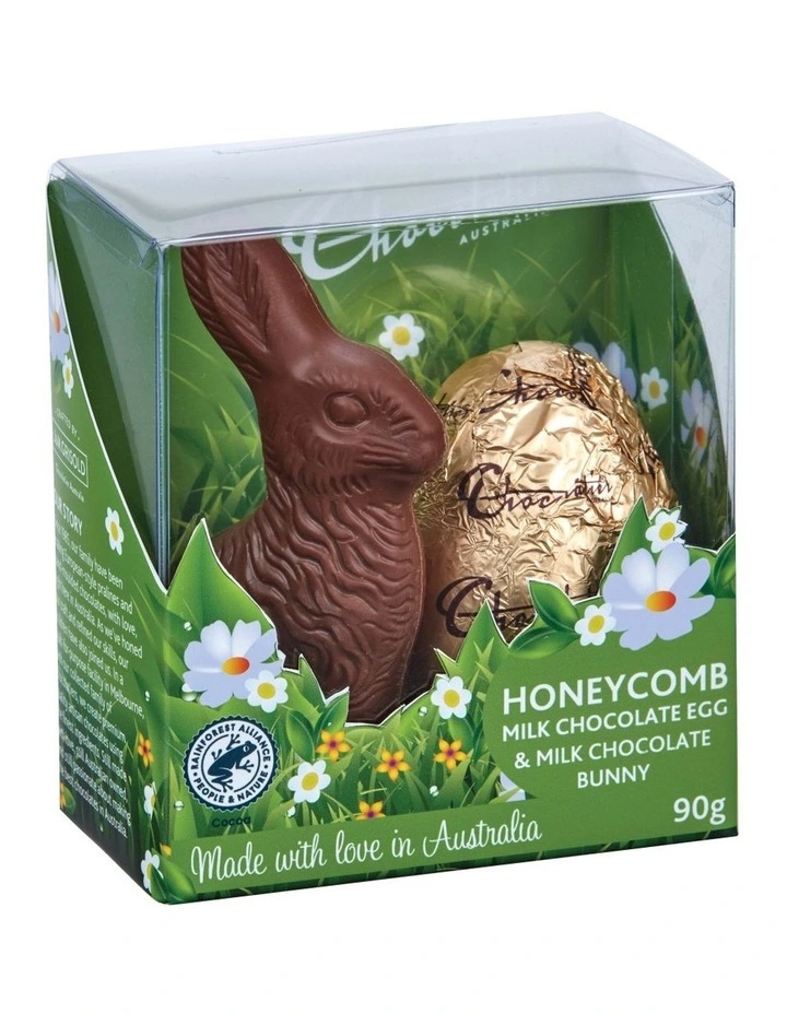 Honeycomb Milk Choc Egg & Milk Choc Bunny 90g image 2
