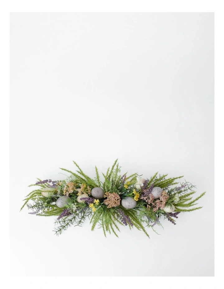 Faux Lavender, Vine & Egg Table Piece 65cm in Green image 1