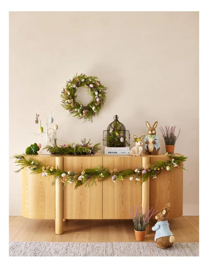 Faux Lavender, Vine & Egg Table Piece 65cm in Green image 2