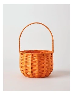 Halloween Plastic Wicker Basket 30.5cm in Orange