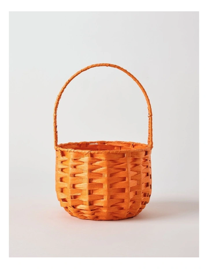 Halloween Plastic Wicker Basket 30.5cm in Orange image 1