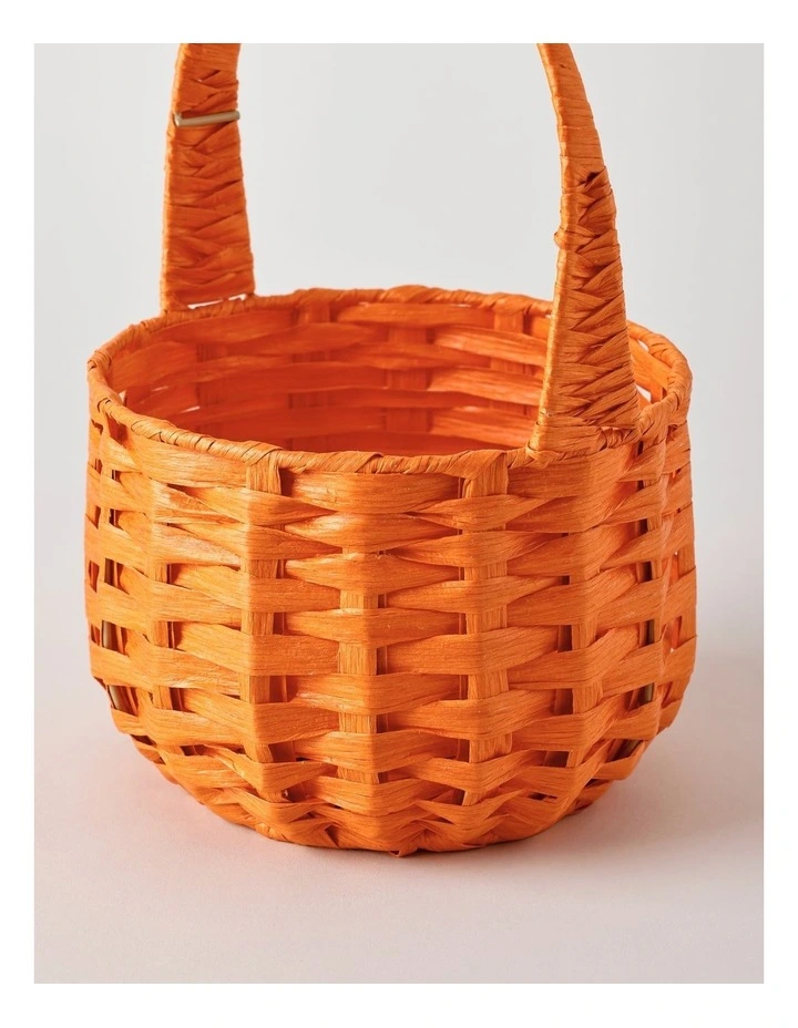 Halloween Plastic Wicker Basket 30.5cm in Orange image 2