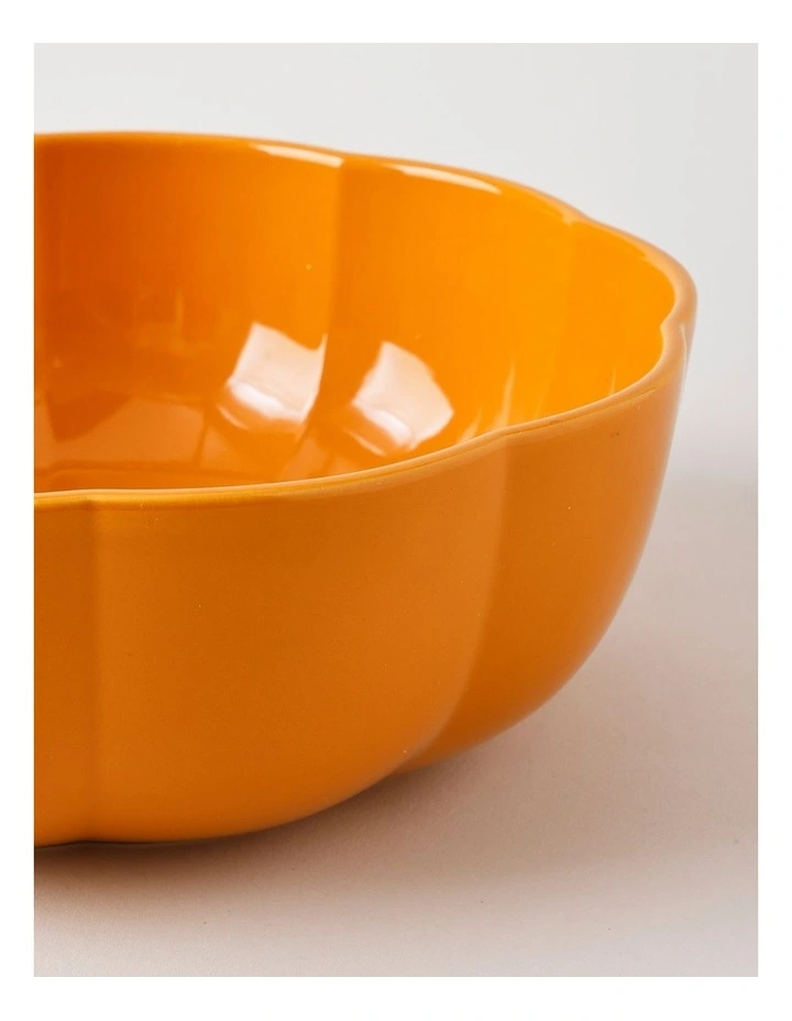 Ceramic Pumpkin Bowl 27.5x27.5x9.2cm in Orange image 3