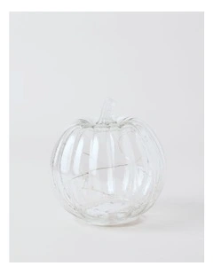 Myer Giftorium Small Pumpkin Lantern 15*15*15cm Clear Glass With B/O LED Light(3PCS-AAA) in Clear