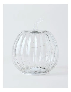Large Pumpkin Lantern 22.5*22.5*26cm Clear Glass With B/O LED Light(3PCS-AAA)
