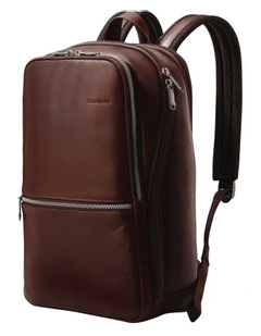 Classic Leather Slim Backpack in Mahogany