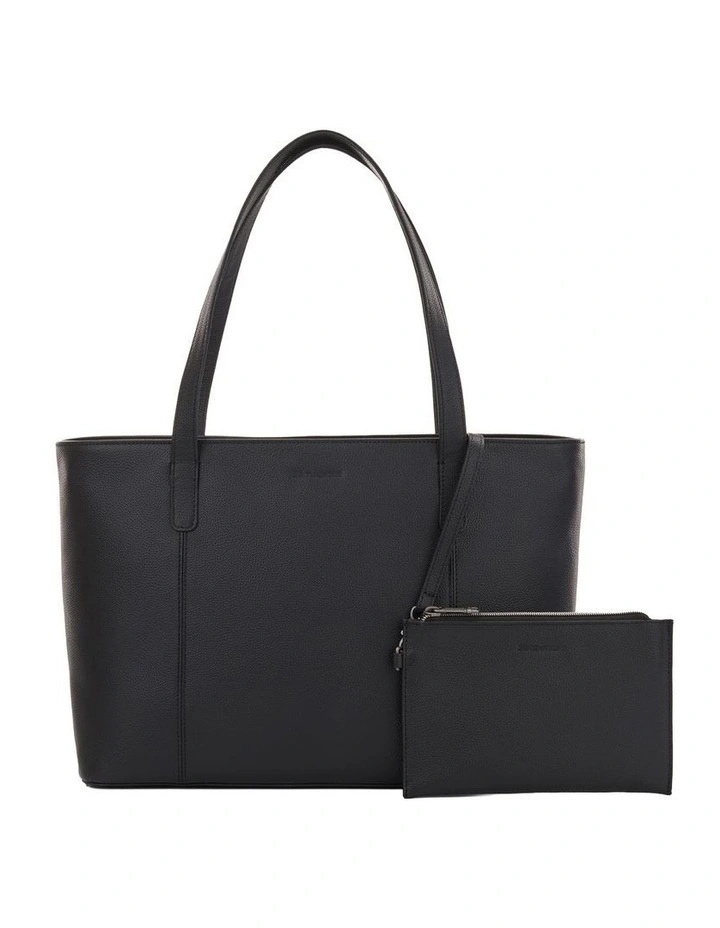 Classic Leather City Tote in Black image 2