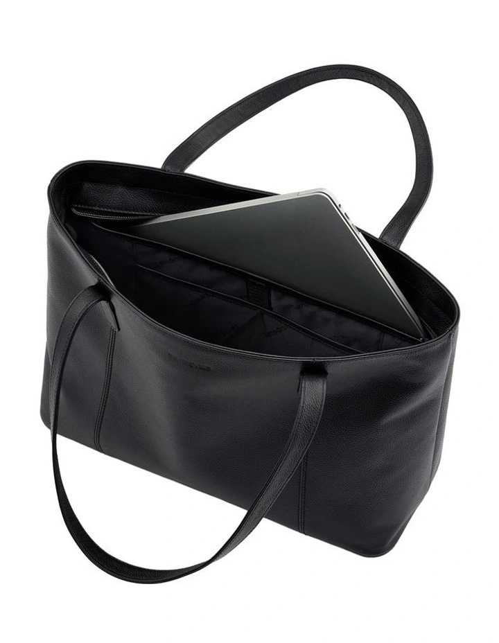 Classic Leather City Tote in Black image 5