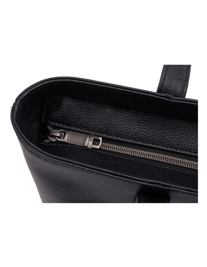Classic Leather City Tote in Black image 7