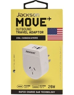 USA & Canada Move PD20W USB-A + USB-C Outbound Adaptor
