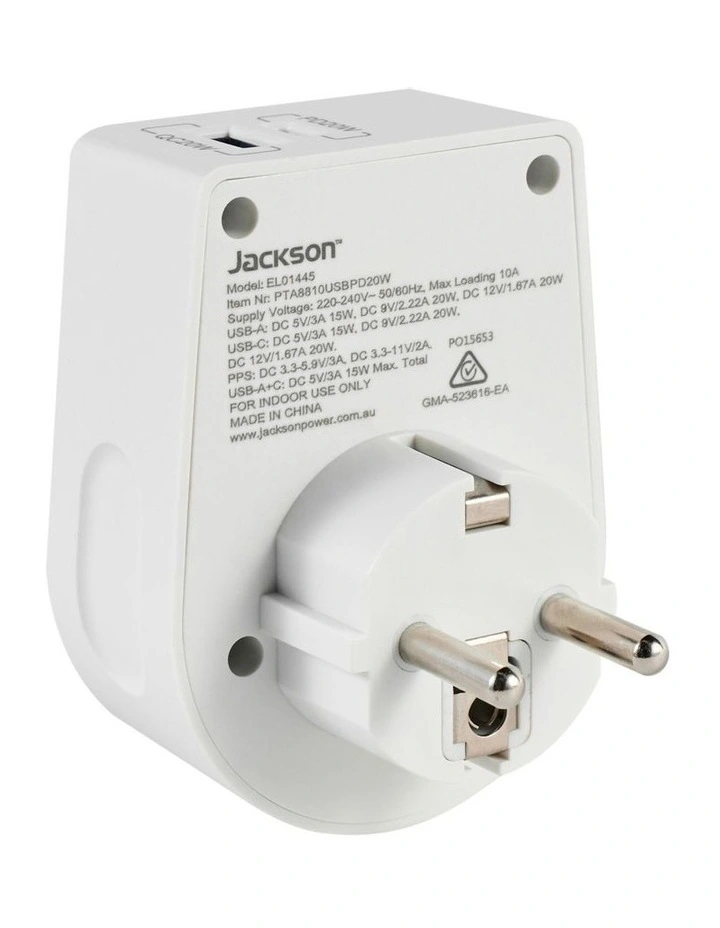 Move PD20W USB-A + USB-C Outbound Adaptor EU & Bali image 4