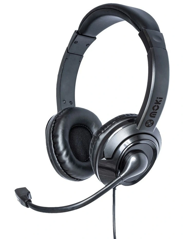 USB Headphones Boom Microphone in Black image 1