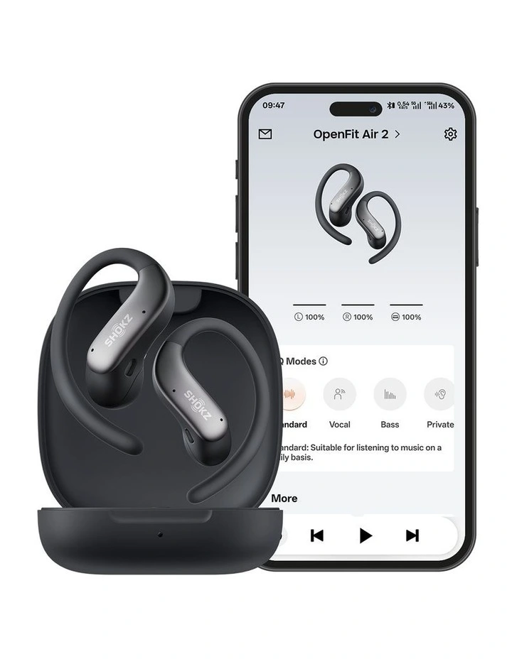 Shokz OpenFit Air 2 Open-Ear Headphones in Black, T520-ST-BK | MYER