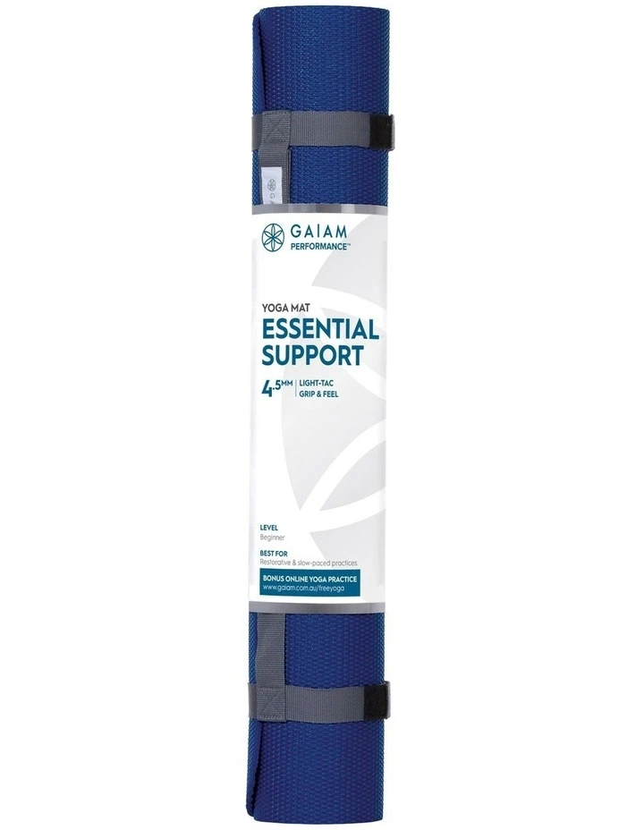 Gaiam Essential Support Yoga Mat 4.5mm In Midnight Ginkgo MYER