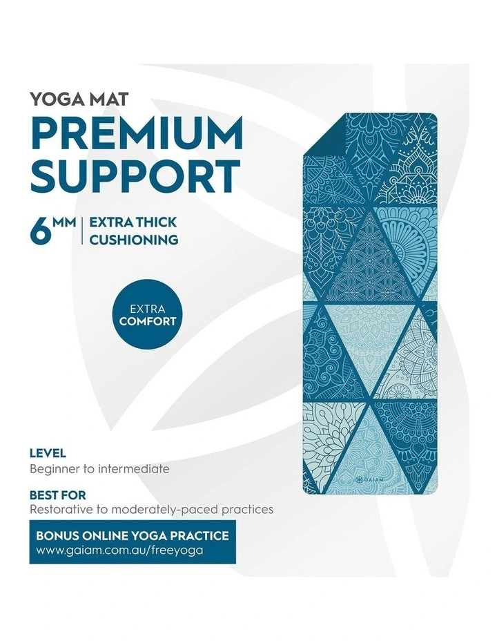 Gaiam Performance Premium Support 6mm Yoga Mat in Sea Glass MYER