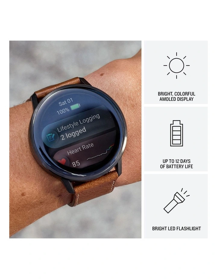 Venu Watch 4 (45mm) in Slate with Black Leather Band 010-03014-03 image 3