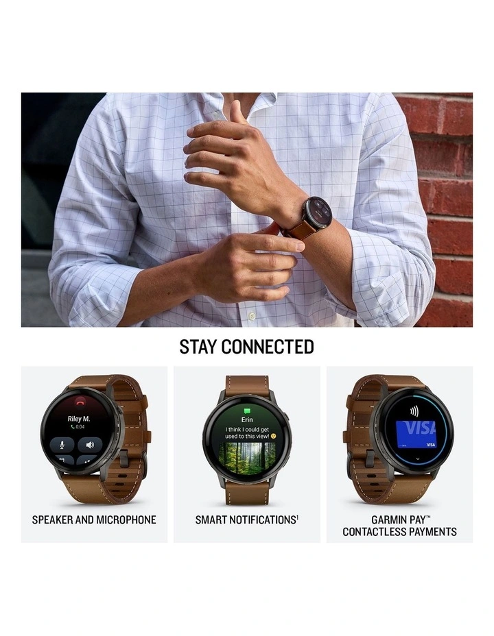 Venu Watch 4 (45mm) in Slate with Black Leather Band 010-03014-03 image 4