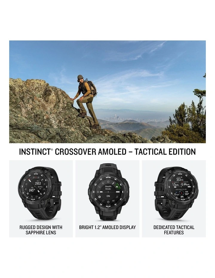 Instinct Crossover Amoled in Tactical with Silicone Band 010-03398-02 in Black image 2