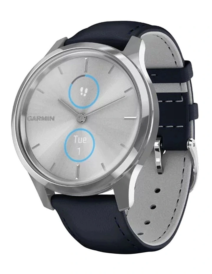 Vivomove Luxe Leather Band 010-02241-00 in Silver/Blue image 1