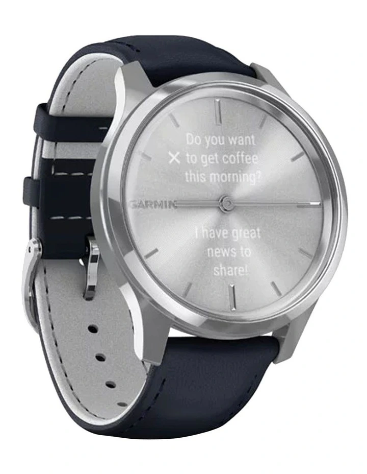 Vivomove Luxe Leather Band 010-02241-00 in Silver/Blue image 4