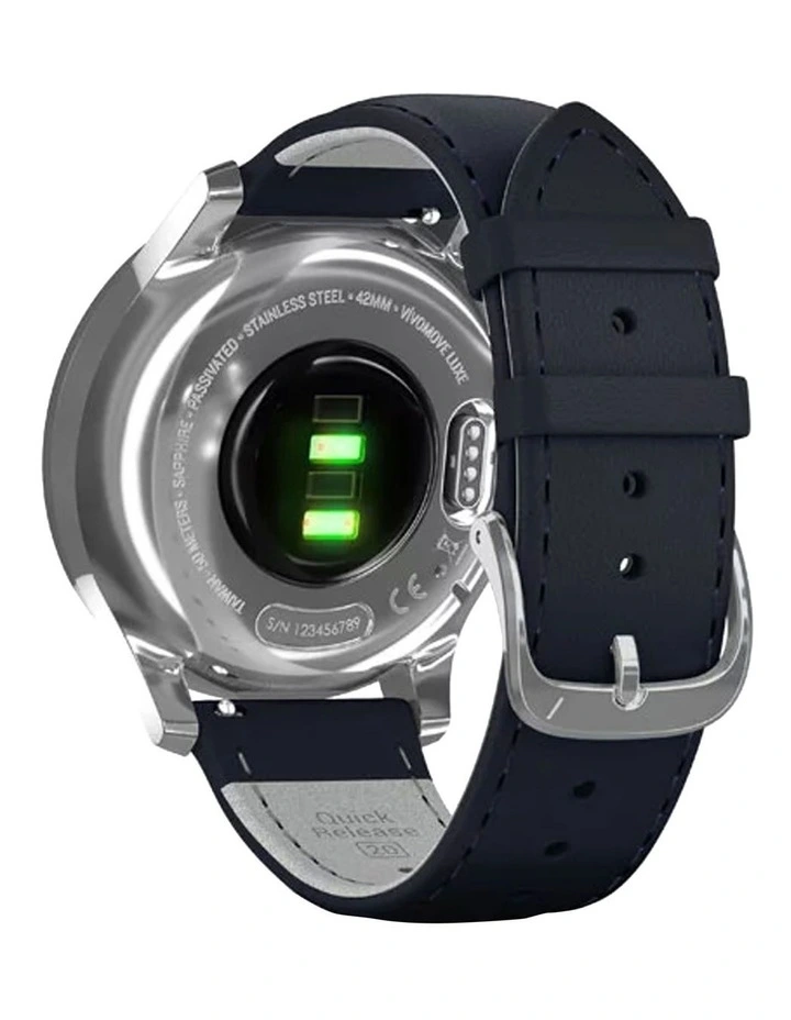 Vivomove Luxe Leather Band 010-02241-00 in Silver/Blue image 5