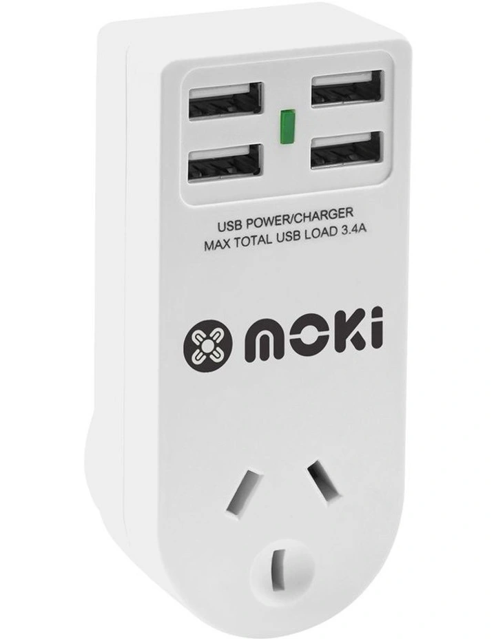 Adaptor 1 Socket + 4 USB-A in White ACC-PAUSB4 image 2