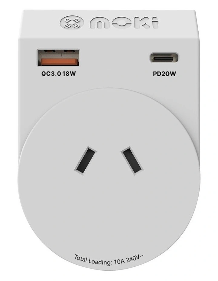 Travel Adaptor Plus Outbound Aus/Nz To Japan + Pd20w Type-C & Qc 3.0 Usb-A Acc-Mtaojap  in White image 3