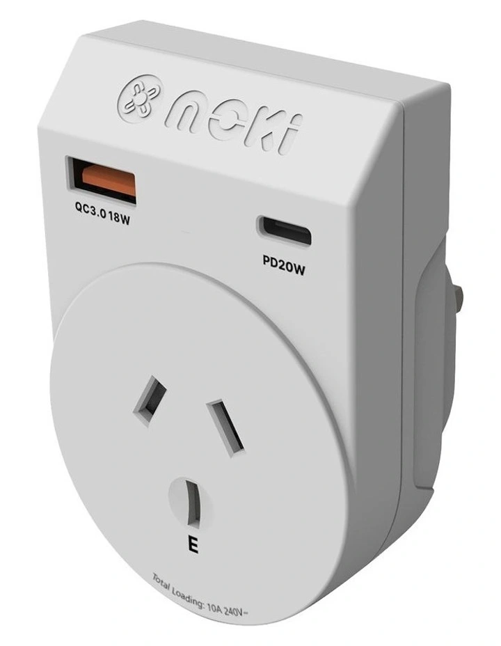Travel Adaptor Plus Outbound Au/Nz To Uk + Pd20w Type-C & Qc 3.0 Usb-A Acc-Mtaoukp in White image 1