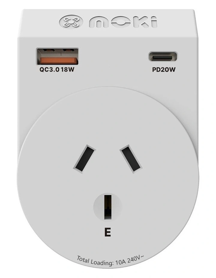 Travel Adaptor Plus Outbound Au/Nz To Uk + Pd20w Type-C & Qc 3.0 Usb-A Acc-Mtaoukp in White image 3