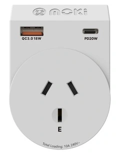 Plus Outbound Au/Nz To Us + Pd20w Type-C & Qc 3.0 Usb-A Travel Adaptor Acc-Mtaousp in White