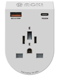 Inbound World (Ex. Eu) To Au/Nz + Pd20w Type-C & Qc 3.0 Usb-A Travel Adaptor Plus Acc-Mtaiwop in White