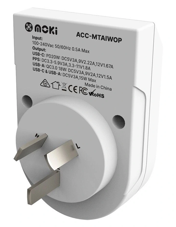 Inbound World (Ex. Eu) To Au/Nz + Pd20w Type-C & Qc 3.0 Usb-A Travel Adaptor Plus Acc-Mtaiwop in White image 3