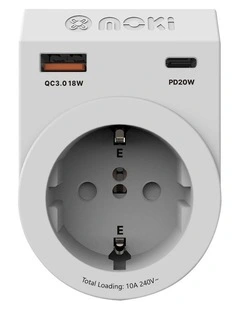 Inbound Eu To Au/Nz + Pd20w Type-C & Qc 3.0 Usb-A Travel Adaptor Plus Acc-Mtaieup in White