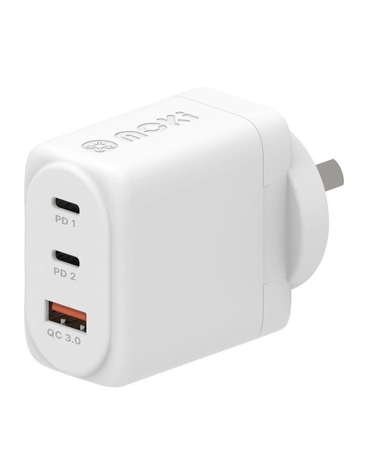 PD 65W GaN Wall Charger 2 x PD USB-C + QC 3.0 USB-A in White ACC-PDW65 image 2