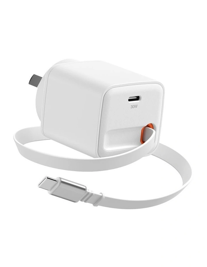 PowerPlus 30W Wall Charger with 80cm Retractable USB-C Cable CY5762PDWCH image 1