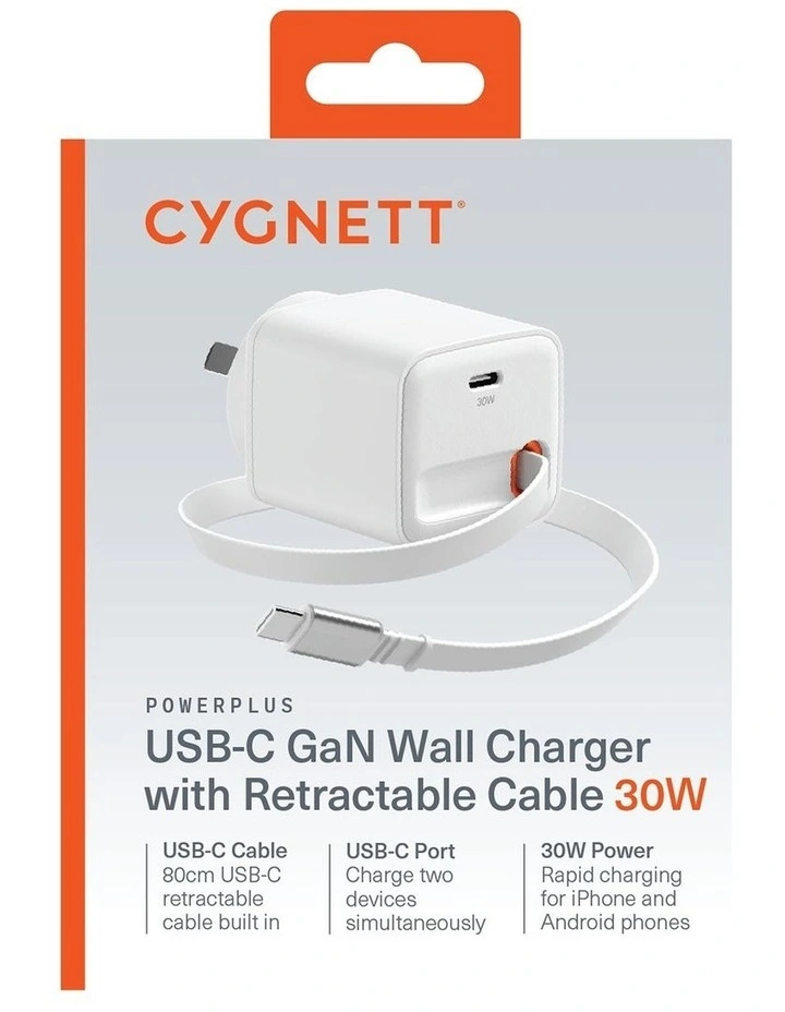 PowerPlus 30W Wall Charger with 80cm Retractable USB-C Cable CY5762PDWCH image 6