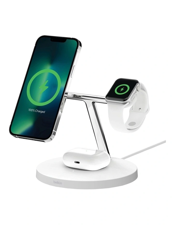 BOOST CHARGE PRO 3-in-1 Wireless Charger with MagSafe in White image 1