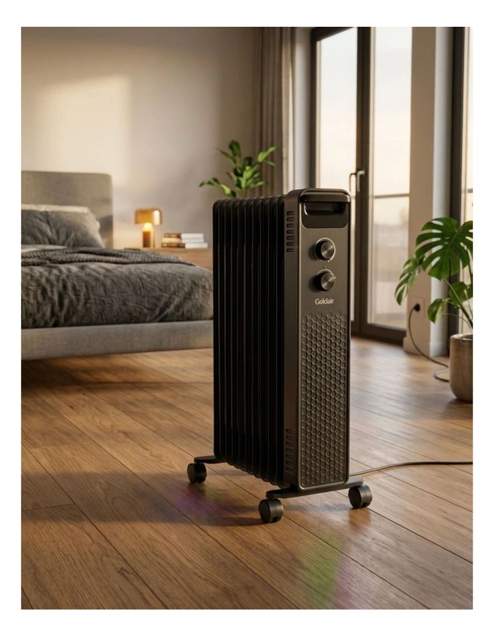 2400W 11 Fin Oil Column Heater in Charcoal image 2