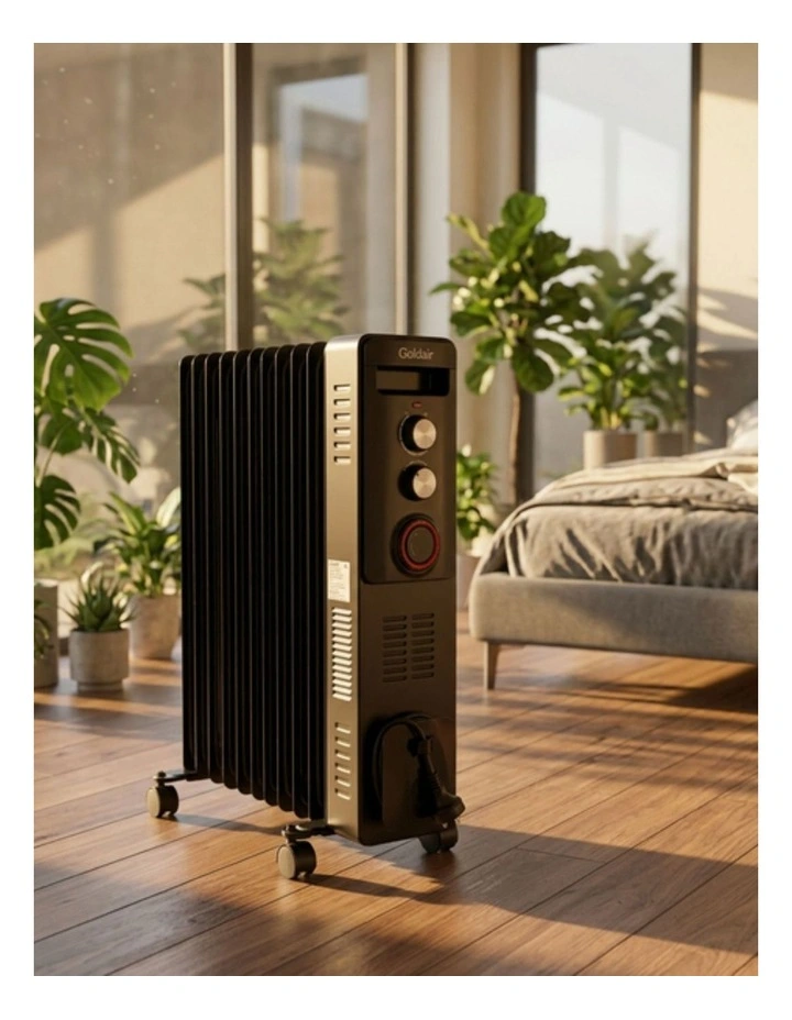 2400W Oil Column Heater With Turbo And Timer in Black image 2