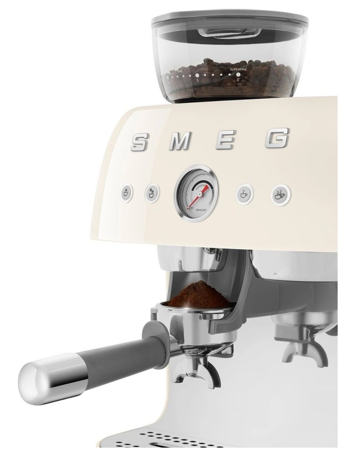 50's Style Espresso Machine with Grinder in Cream EGF03CRAU image 3