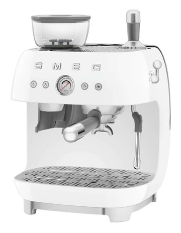 50's Style Espresso Machine with Grinder in White EGF03WHAU