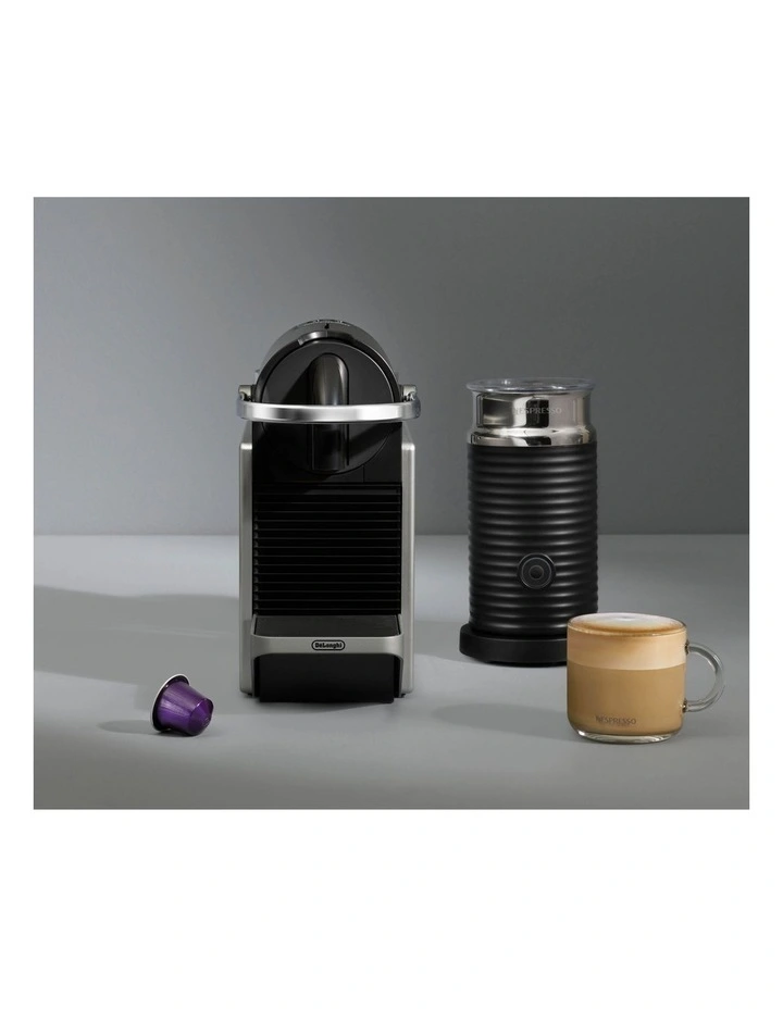 Pixie Capsule Coffee Machine & Milk in Silver (EN127.SAE) image 2