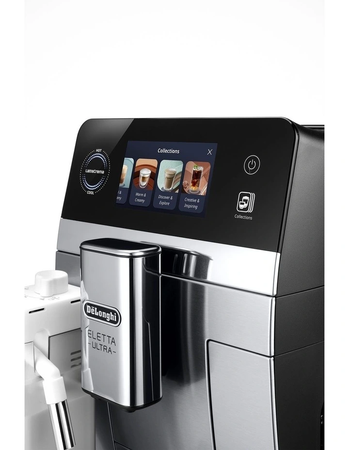 Eletta Ultra Fully Automatic Coffee Machine in Brushed Metal Front image 2