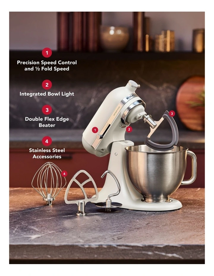 KitchenAid Artisan Plus Tilt-Head Stand Mixer in Porcelain White 5KSM50PKVAPL image 5