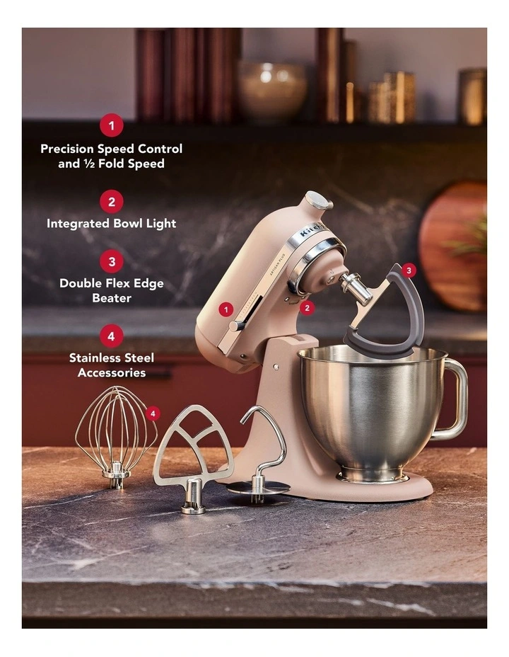 KitchenAid Artisan Plus Tilt-Head Stand Mixer in Feather Pink 5KSM50PKVAFT image 7