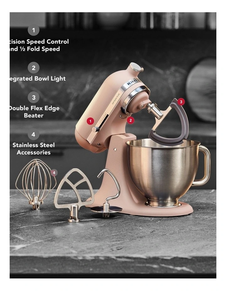 KitchenAid Artisan Plus Tilt-Head Stand Mixer in Feather Pink 5KSM50PKVAFT image 7