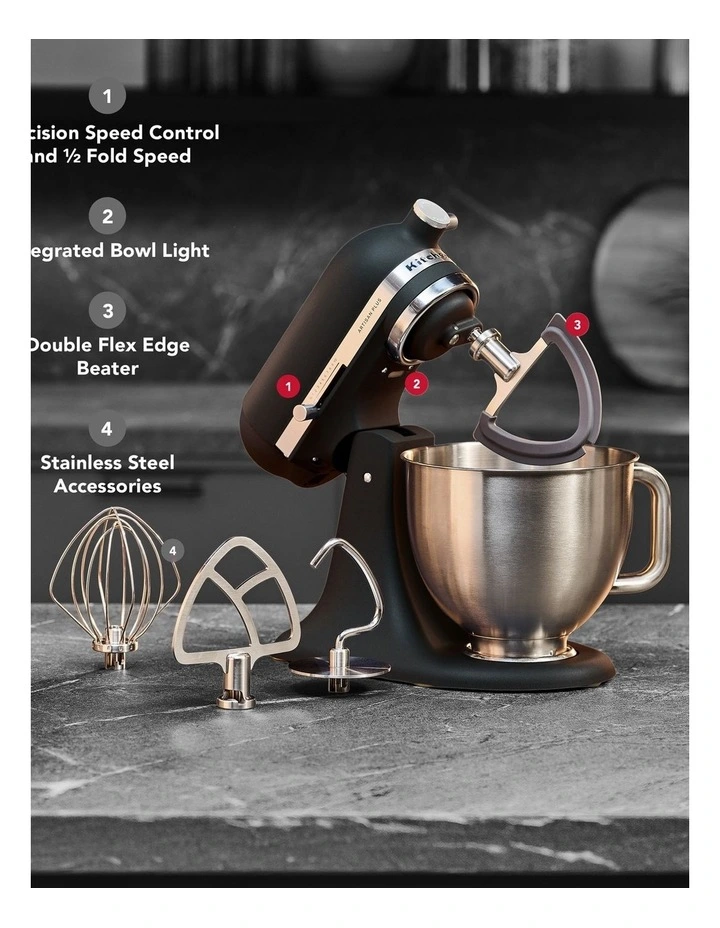 KitchenAid Artisan Plus Tilt-Head Stand Mixer in Cast Iron Black 5KSM50PKVABK image 7