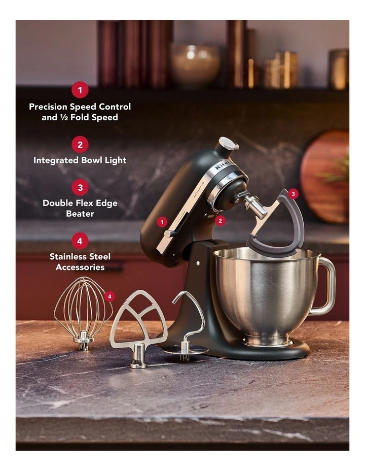 KitchenAid Artisan Plus Tilt-Head Stand Mixer in Matte Black 5KSM50PKVABM image 7