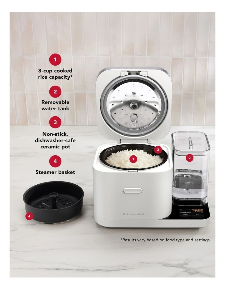 KitchenAid Grain & Rice Cooker Porcelain White 5KGC3155APL image 4