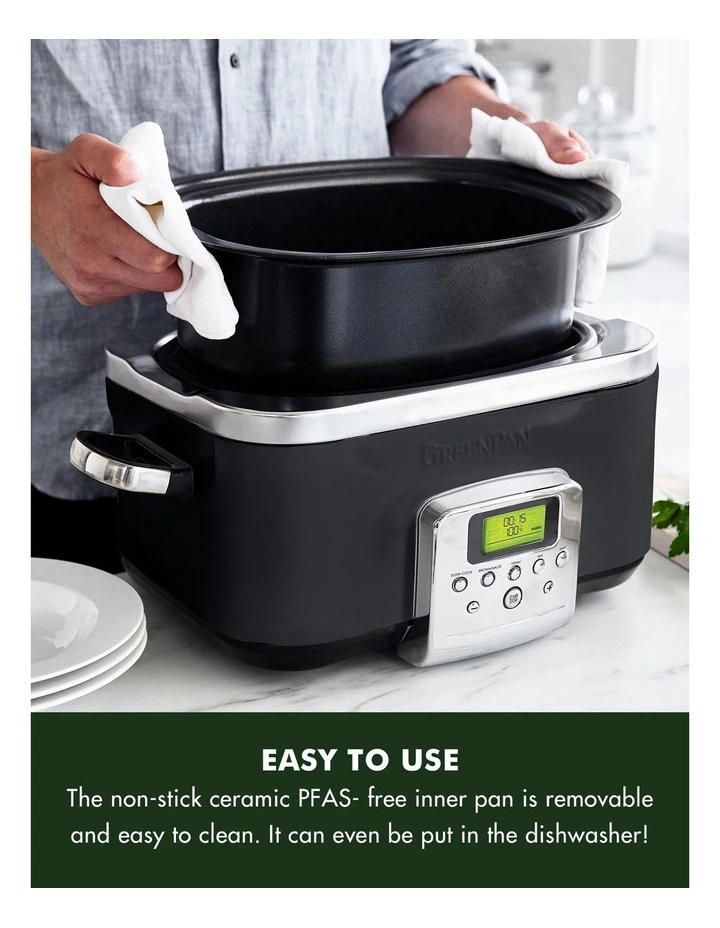 Elite Slow Cooker 6L in Black PFAS-free ceramic non-stick in Black image 4